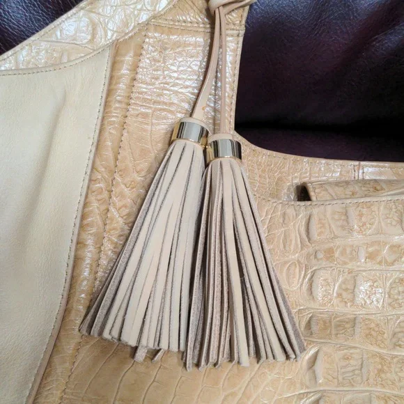 Brahmin Carla Tan Crocodile Embossed Tote Bag - Picture 3 of 7